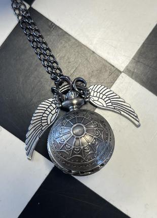 Подвеска серебро снитч, с часами , на цепочке , гарри поттер , кулон, медальон