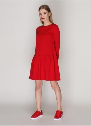 Платье молодежное свободное красивое по колено модное женское платьице черное красное 2пт1098 фото