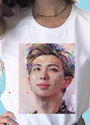 Футболка bts белая suga, rm, jimin корейская