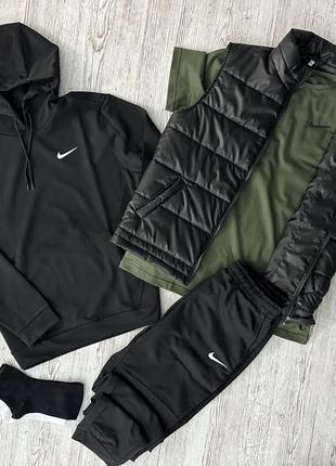 Комплект 5в1 спортивний костюм nike худі + штани + футболка + жилетка + шкарпетки