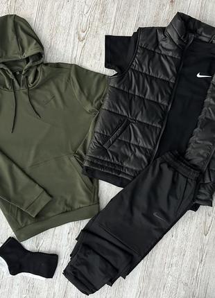 Комплект 5в1 спортивний костюм nike худі + штани + футболка + жилетка + шкарпетки1 фото