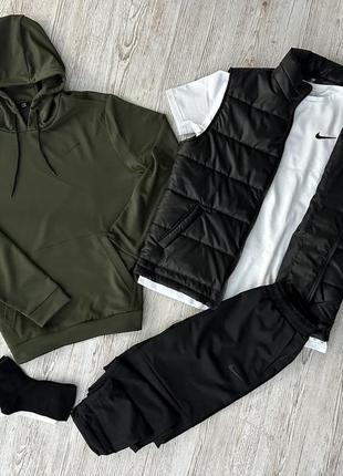 Комплект 5в1 спортивний костюм nike худі + штани + футболка + жилетка + шкарпетки1 фото