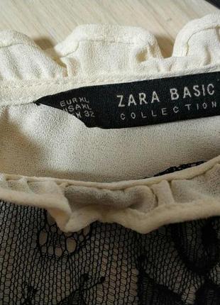 Актуальная блузка блуза майка рюши кружево бренд zara basic collection, р.xl6 фото