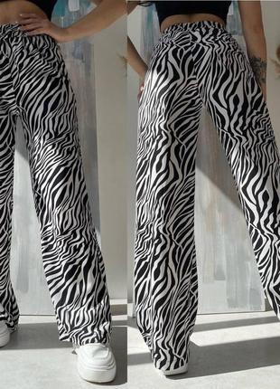 Штани жіночі з принтом зебра1 фото