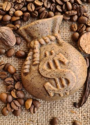 «кофе по-арабски» натуральное мыло, с нуля. доллар. кардамон, корица, мед, кофе и эспрессо. скраб.1 фото