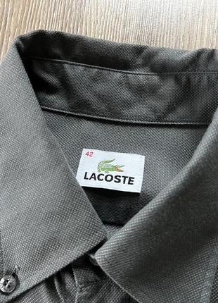 Мужская классическая хлопковая рубашка с длинным рукавом lacoste5 фото