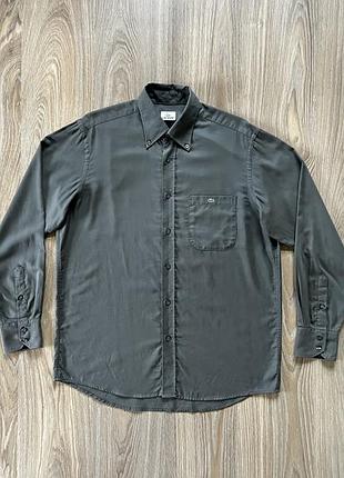 Мужская классическая хлопковая рубашка с длинным рукавом lacoste