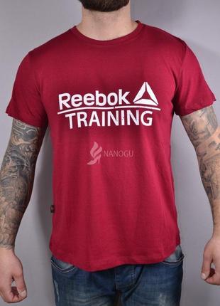 Футболка чоловіча reebok size+ вишнева бордо бавовняна