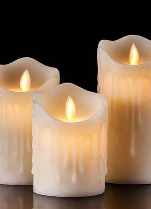 Набор светодиодных led свечей на батарейках decorative led mum seti 3 шт в комплекте