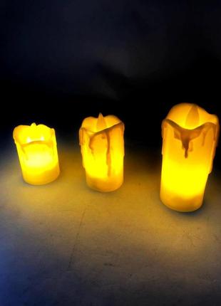 Набір світлодіодних led свічок на батарейках decorative led mum seti 3 шт в комплекті5 фото