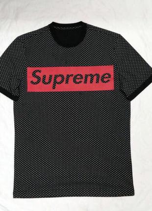 Футболка мужская supreme черная с красным узоры2 фото