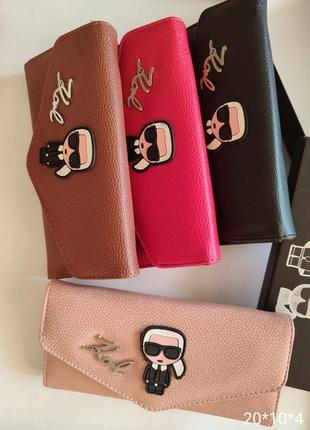 Гаманець жіночий рожевий з екошкіри туреччина, гаманець в стилі karl lagerfeld карл лагерфельд, гаманець жіночий з коробкою, гаманець жіночий6 фото