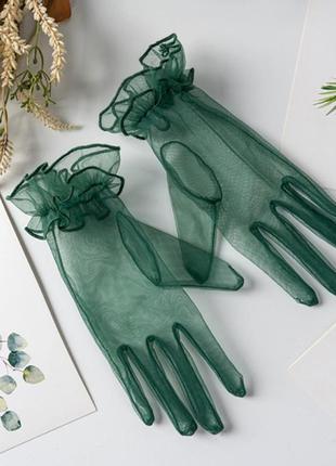 Перчатки короткие в сетку, однотонные красный (0047)