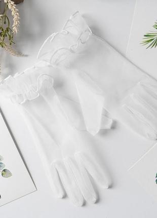 Перчатки короткие в сетку, однотонные красный (0047)