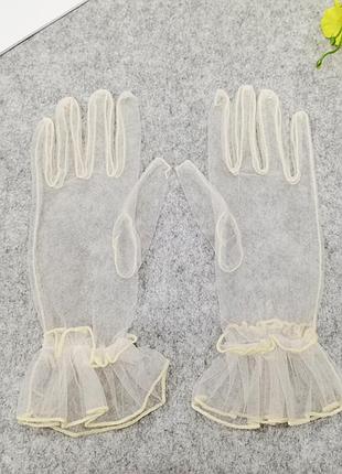 Перчатки короткие в сетку, однотонные красный (0047)