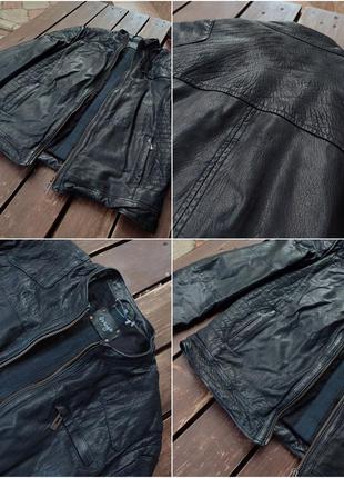 Шкіряна куртка в байкерському стилі maze braga зерниста глянсова теляча шкіра германія преміумшкіринка7 фото