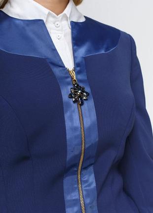 Шикарный пиджак жакет цвета морской волны sassofono! классика+камни!3 фото