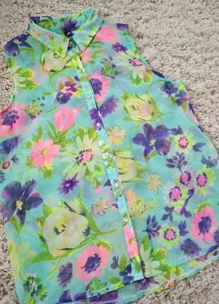 Яркая шифоновая блуза в цветочный принт, madonna, p. l5 фото