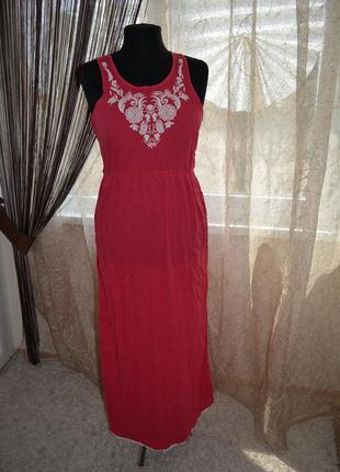 Натуральное летнее платье, плиссировка, вышивка, кружево, хлопок, g21