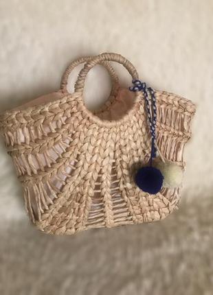 Плетена, солом'яна сумка з балі, пляж і не тільки, ручної роботи з підкладкою мішок