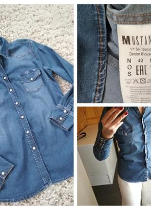Стильная джинсовая, катоновая рубашка , mustang, p. 38-401 фото