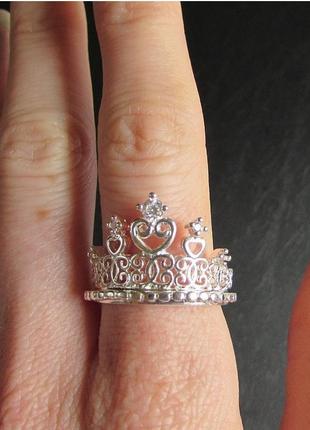 🏵️шикарное кольцо в серебре 925 с фианитами корона, 18 р., новое! арт. 85873 фото