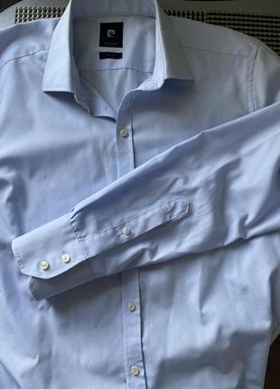 Мужская голубая рубашка с длинным рукавом pierre cardin