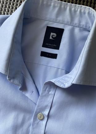 Мужская голубая рубашка с длинным рукавом pierre cardin