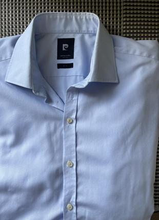 Мужская голубая рубашка с длинным рукавом pierre cardin