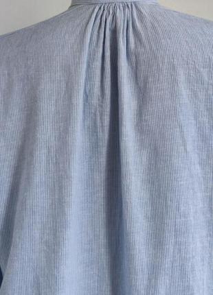 Лляна сорочка h&m блакитного кольору зі смужками8 фото