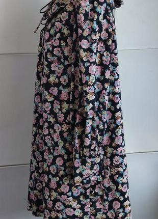 Коротка сукня h&m з натуральної тканини з квітковим принтом4 фото