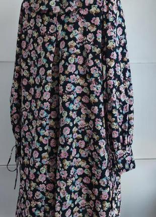 Коротка сукня h&m з натуральної тканини з квітковим принтом6 фото
