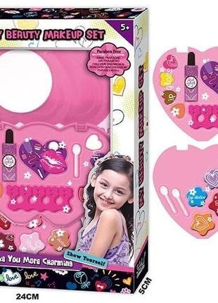 Набор детской декоративной косметики s&li зеркальце, пилочка, кисточки, тени, румяна, лак, блеск, в1 фото