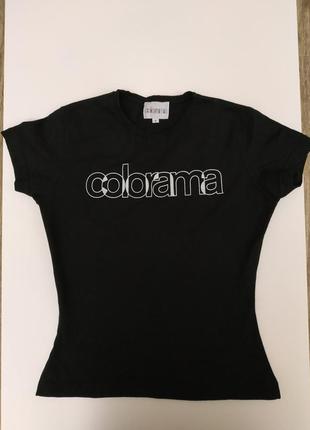 Приталенный черный топ футболка  сolorama