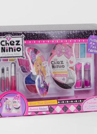Набор детской декоративной косметики chez ninio бабочка: помады, тени, румяна, кисточки