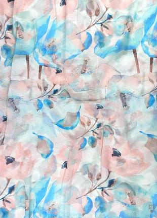 Тонкий ніжний палантин шарф віскоза блакитні та рожеві квіти новий якісний3 фото
