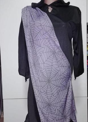 Карнавальное платье с капюшоном ведьмы (колдуньи) helloween на 9-10лет