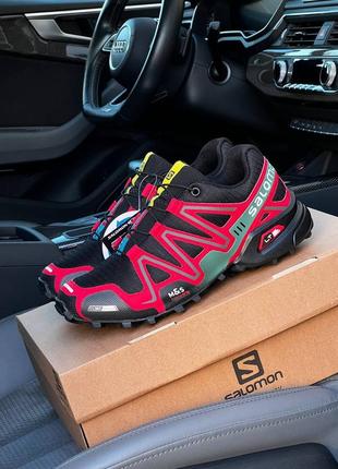 Кроссовки salomon speedcross 3 black red1 фото