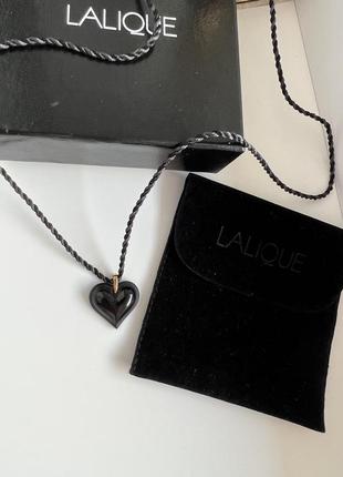 Lalique черное хрустальное сердце подвес лалик золото 375