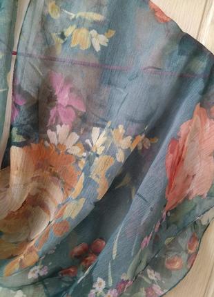 Роскошный шарф, платок палантин принт живопись розы цветы4 фото