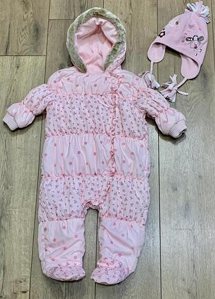 Милейший демисезонный комбинезон с ножками на флисе в цветочный принт next (англия)