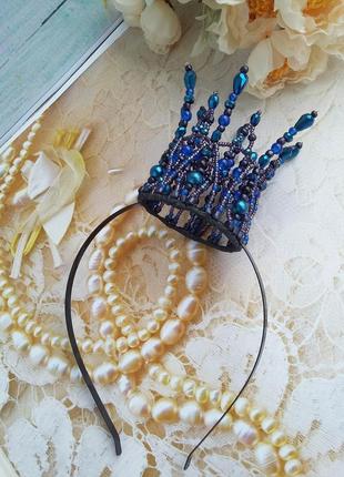 Шикарная корона королева ночи шестиконечная в синей бирюзе3 фото