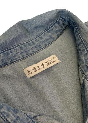 Блузка рубашка джинсова на кнопках з пишними рукавами пуфи3 фото