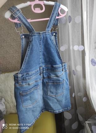 Сарафан, джинсовый, девочка, 5-6 лет, плотный, синий3 фото
