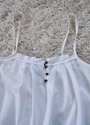 Белая натуральная хлопковая батистовая майка блузка с кружевом vero moda4 фото