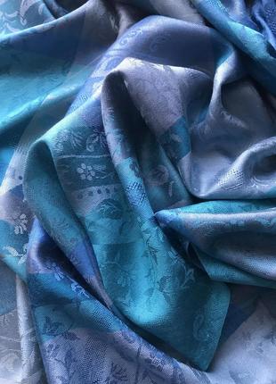 Изумительный бирюзово-голубой  палантин из натурального шелка2 фото