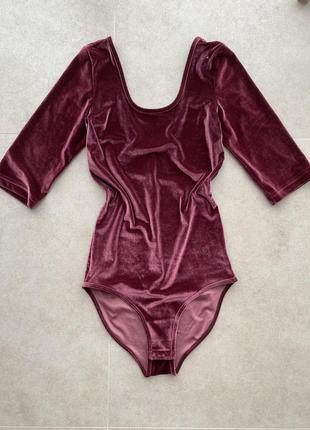 Бархатний бодік боді марсала