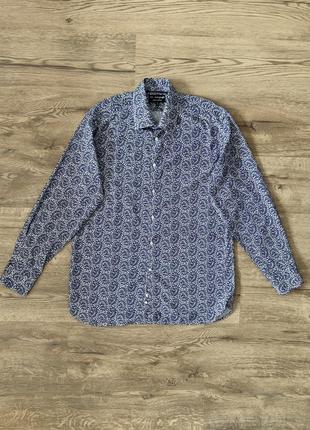 Рубашка с синим узором marks&spencer