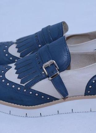Туфли броги mng collection (италия), сине-бежвеого цвета.