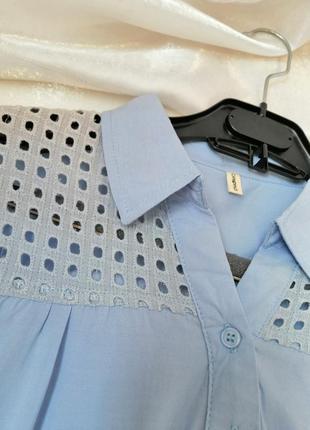 ☘️ блуза рубашка из нежнейшего хлопка(батист) с прошва на предплечье рукав можно носить в двух вариа4 фото
